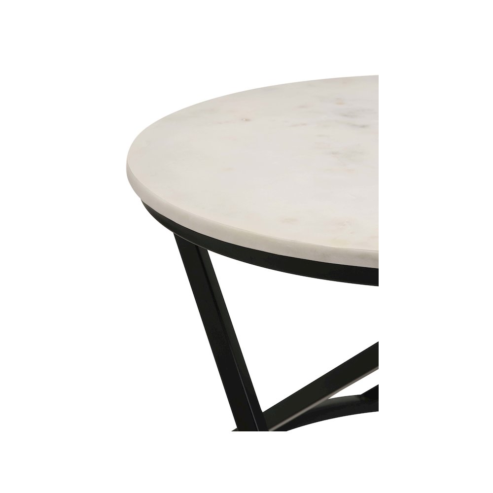 Miguel Round Marble Top Coffee Table White and Black. Picture 6