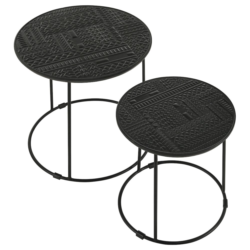 Loannis 2-piece Round Mango Wood Nesting Table Matte Black. Picture 3