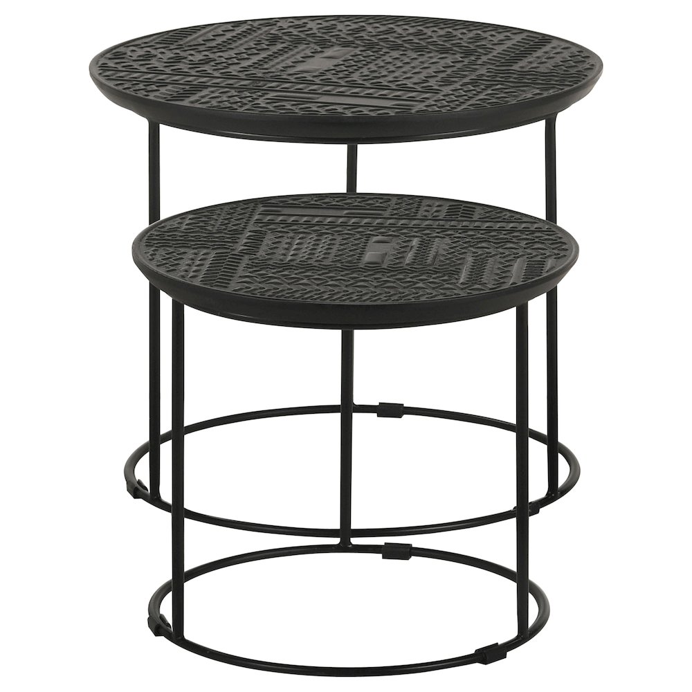 Loannis 2-piece Round Mango Wood Nesting Table Matte Black. Picture 4