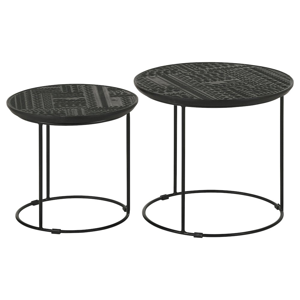 Loannis 2-piece Round Mango Wood Nesting Table Matte Black. Picture 5