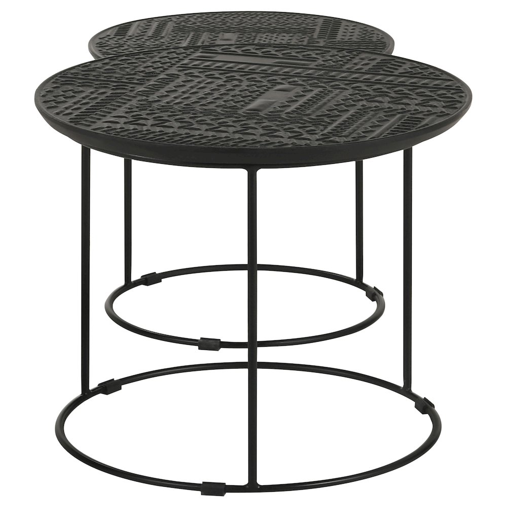 Loannis 2-piece Round Mango Wood Nesting Table Matte Black. Picture 6