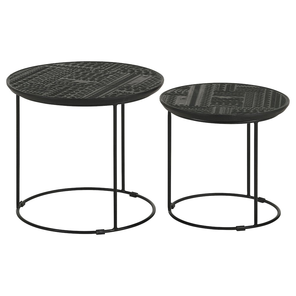 Loannis 2-piece Round Mango Wood Nesting Table Matte Black. Picture 7
