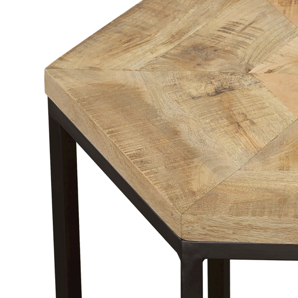 Adger 2-piece Hexagonal Nesting Tables Natural and Black. Picture 9