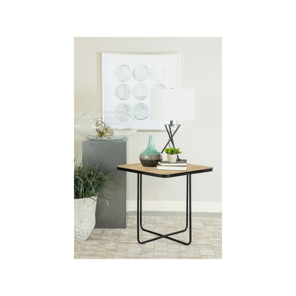 Elyna Square Stone Top Accent Side Table Beige. Picture 5