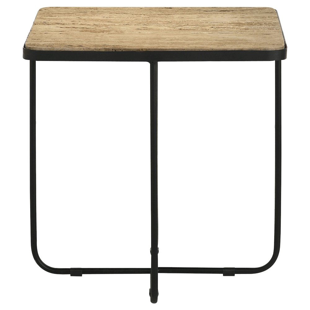 Elyna Square Stone Top Accent Side Table Beige. Picture 2