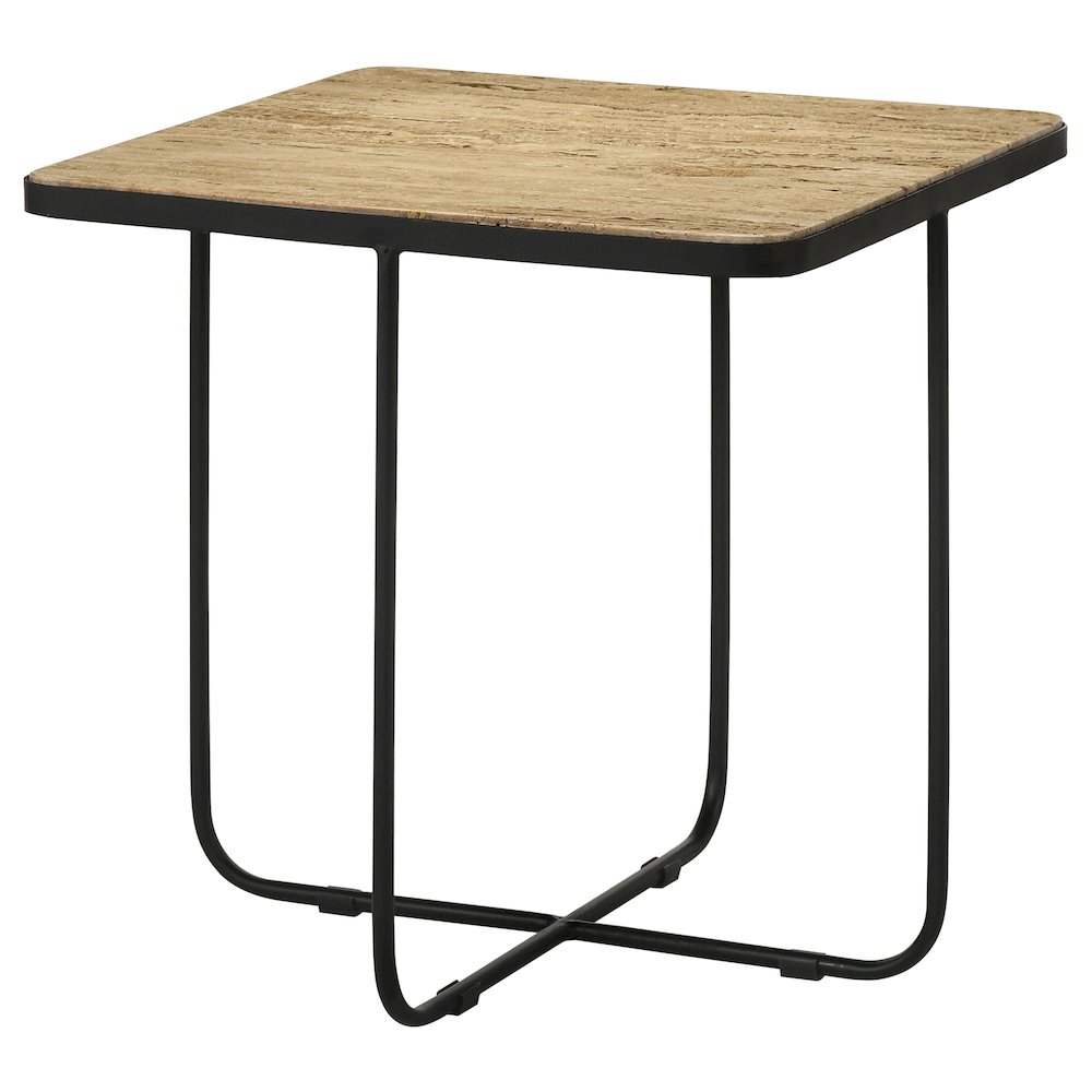 Elyna Square Stone Top Accent Side Table Beige. Picture 3