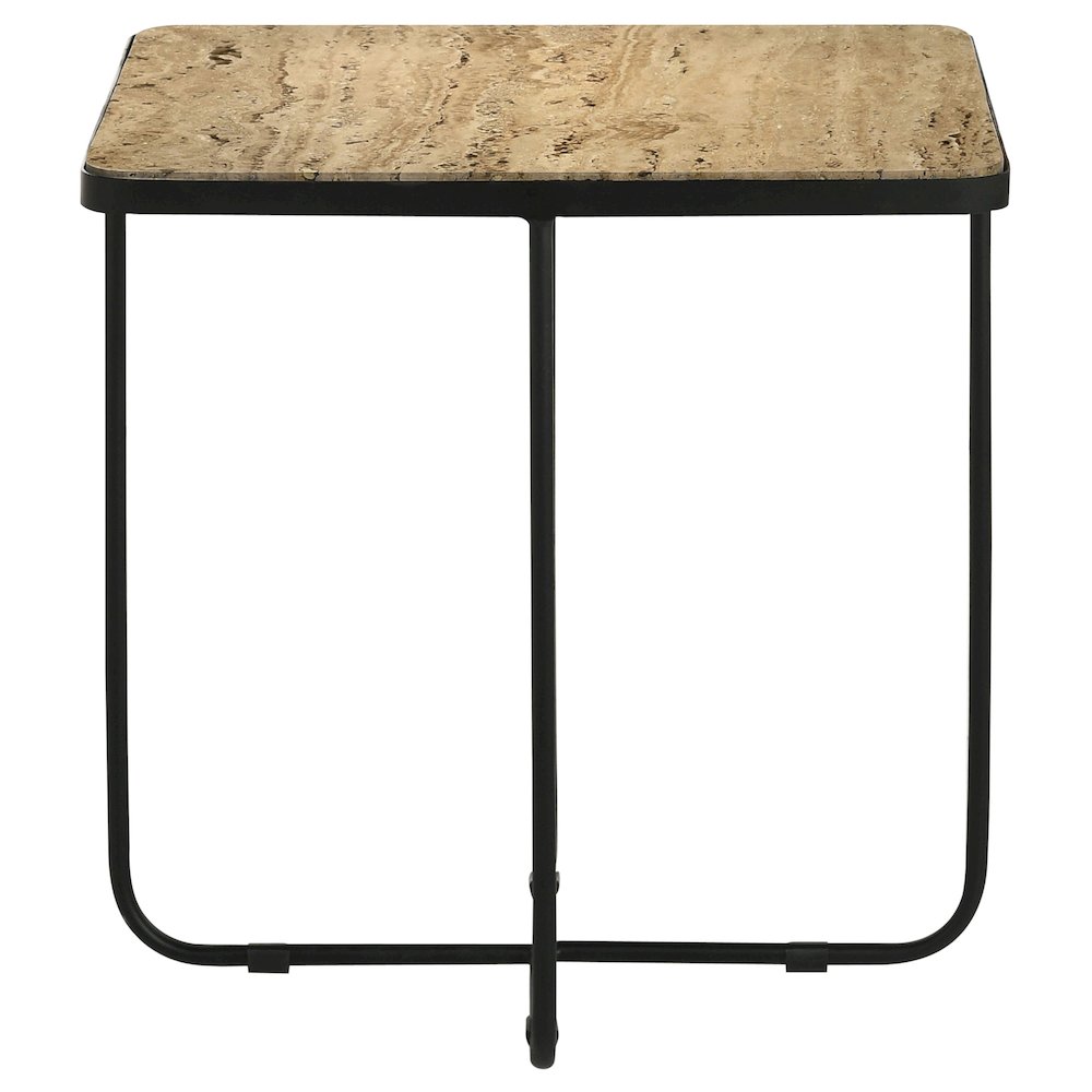 Elyna Square Stone Top Accent Side Table Beige. Picture 4