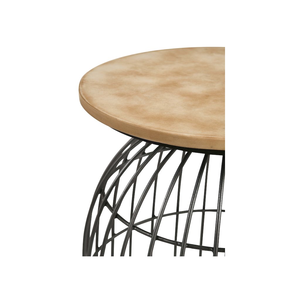 Bernardo Round Wire Frame Side Table Natural and Gunmetal. Picture 6