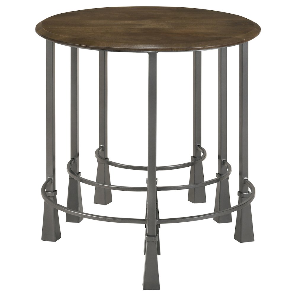 Deja 3-piece Round Nesting Table Set Natural and Gunmetal. Picture 5