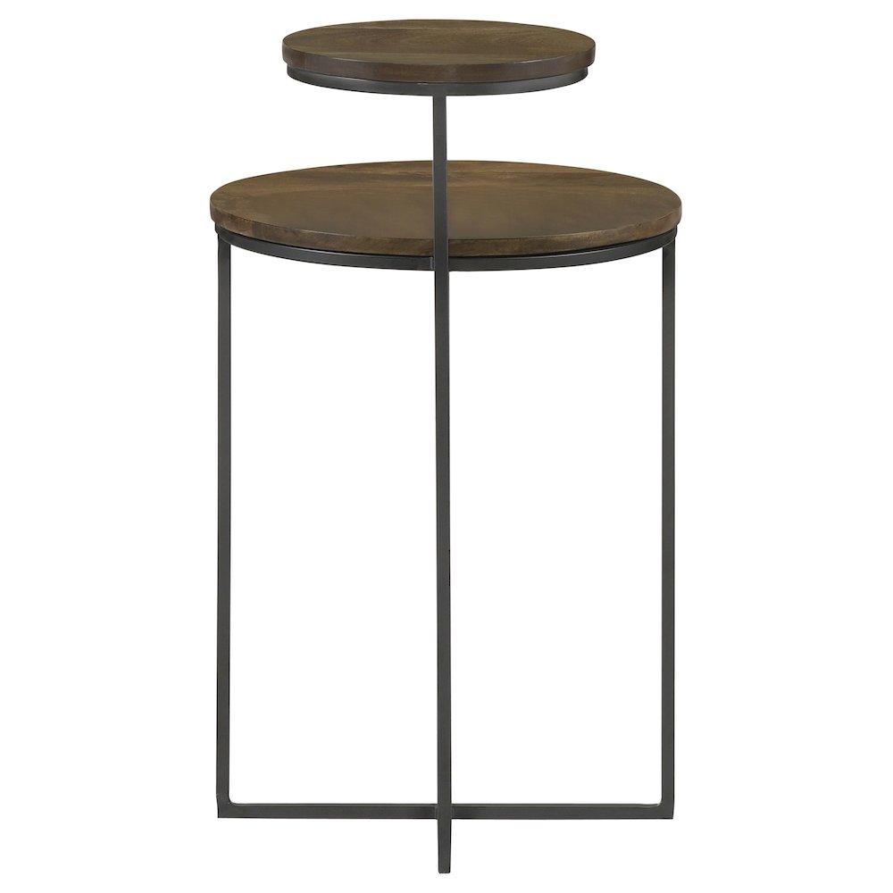 Yael Round Mango Wood Accent Side Table Natural and Gunmetal. Picture 3