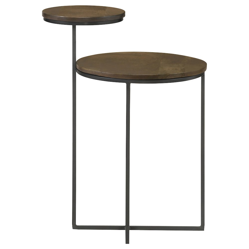 Yael Round Mango Wood Accent Side Table Natural and Gunmetal. Picture 4