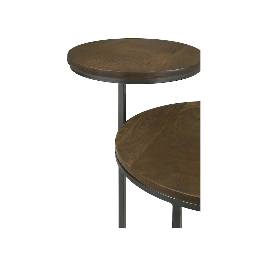 Yael Round Mango Wood Accent Side Table Natural and Gunmetal. Picture 8