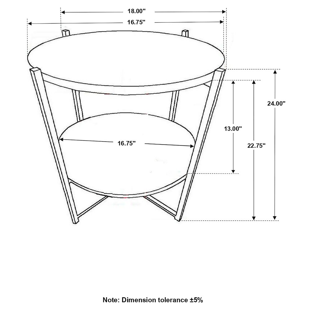 Axel Round Accent Table with Open Shelf Natural and Gunmetal. Picture 8