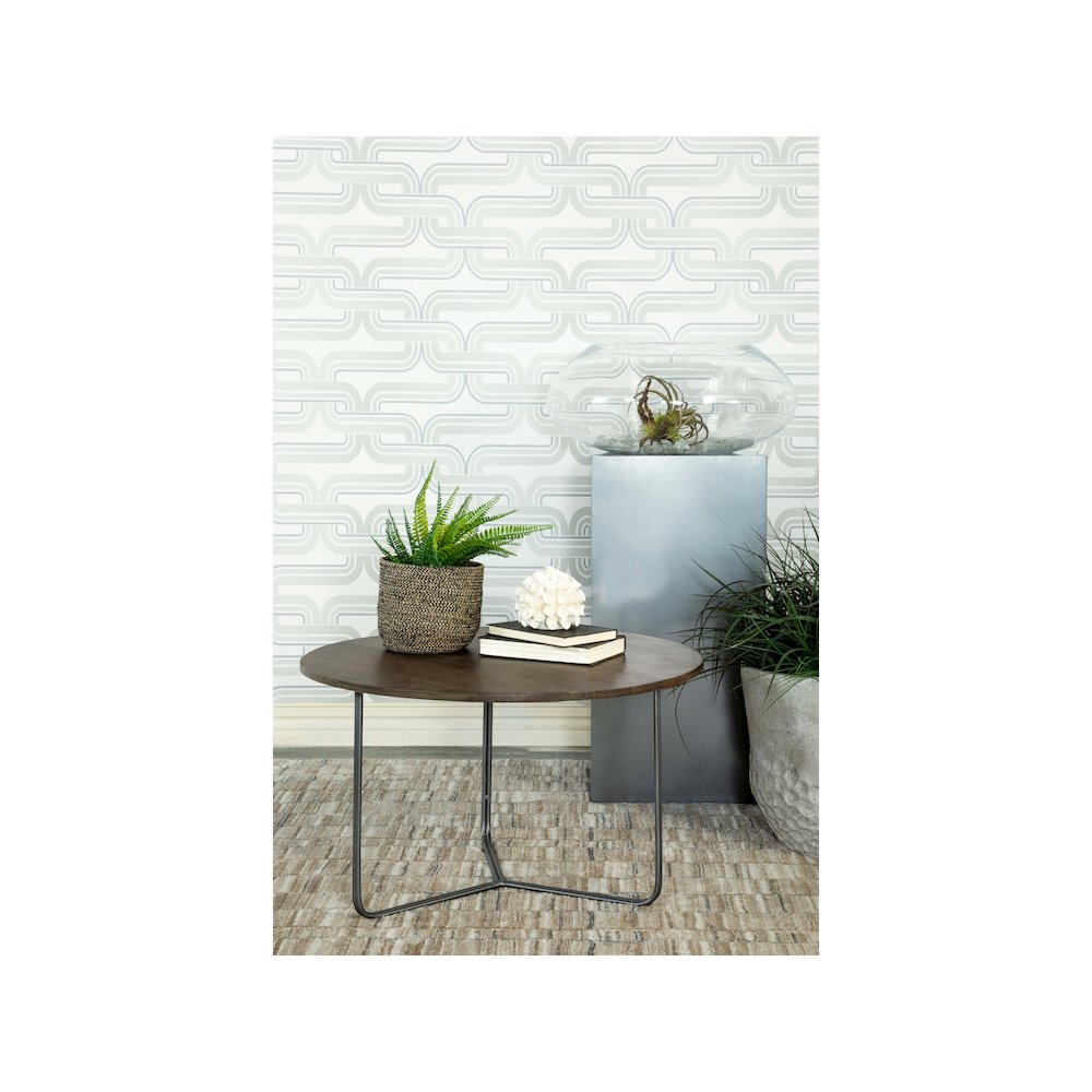 Yaritza Round Mango Wood Coffee Table Natural and Gunmetal. Picture 4