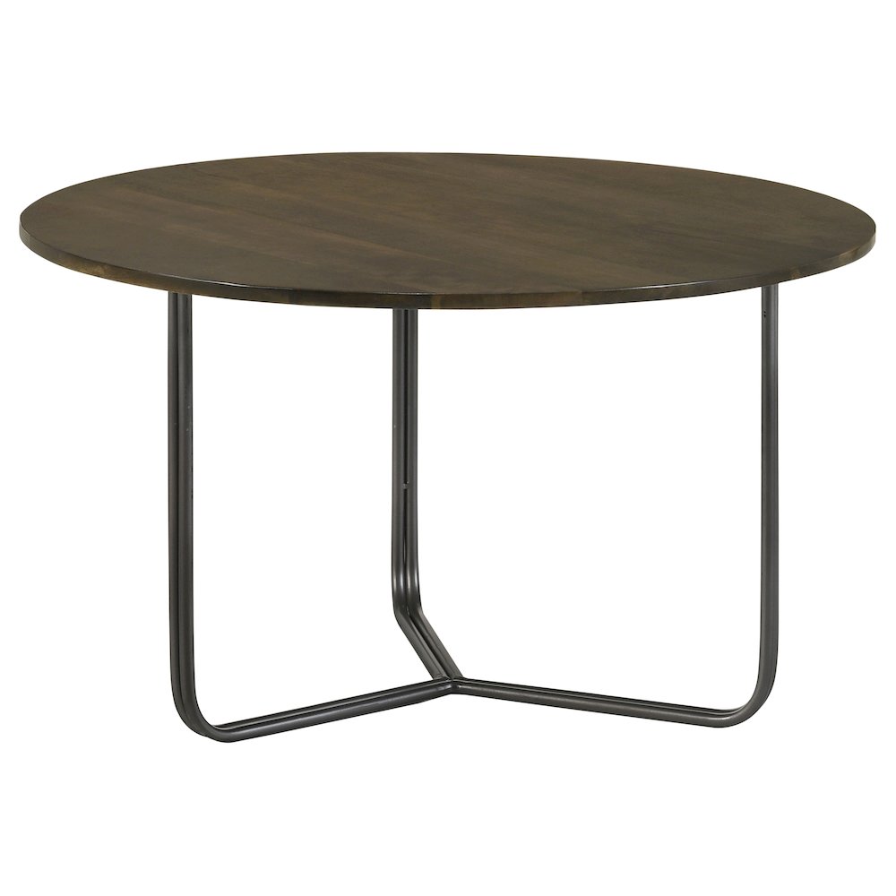 Yaritza Round Mango Wood Coffee Table Natural and Gunmetal. Picture 1