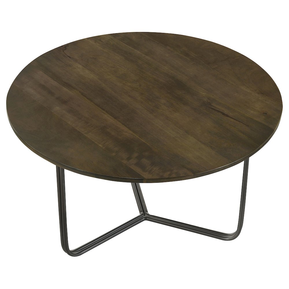 Yaritza Round Mango Wood Coffee Table Natural and Gunmetal. Picture 3