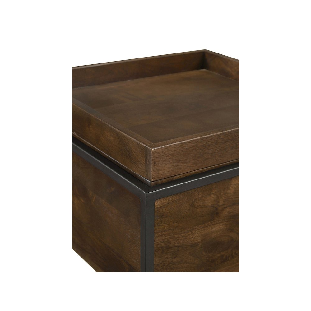 Ondrej Square Accent Side Table Removable Tray Dark Brown. Picture 6