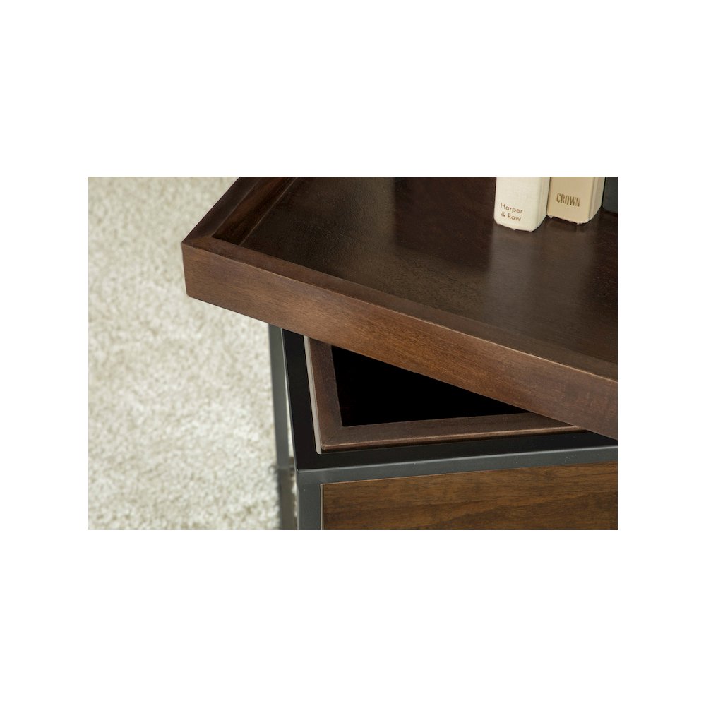 Ondrej Square Accent Side Table Removable Tray Dark Brown. Picture 7