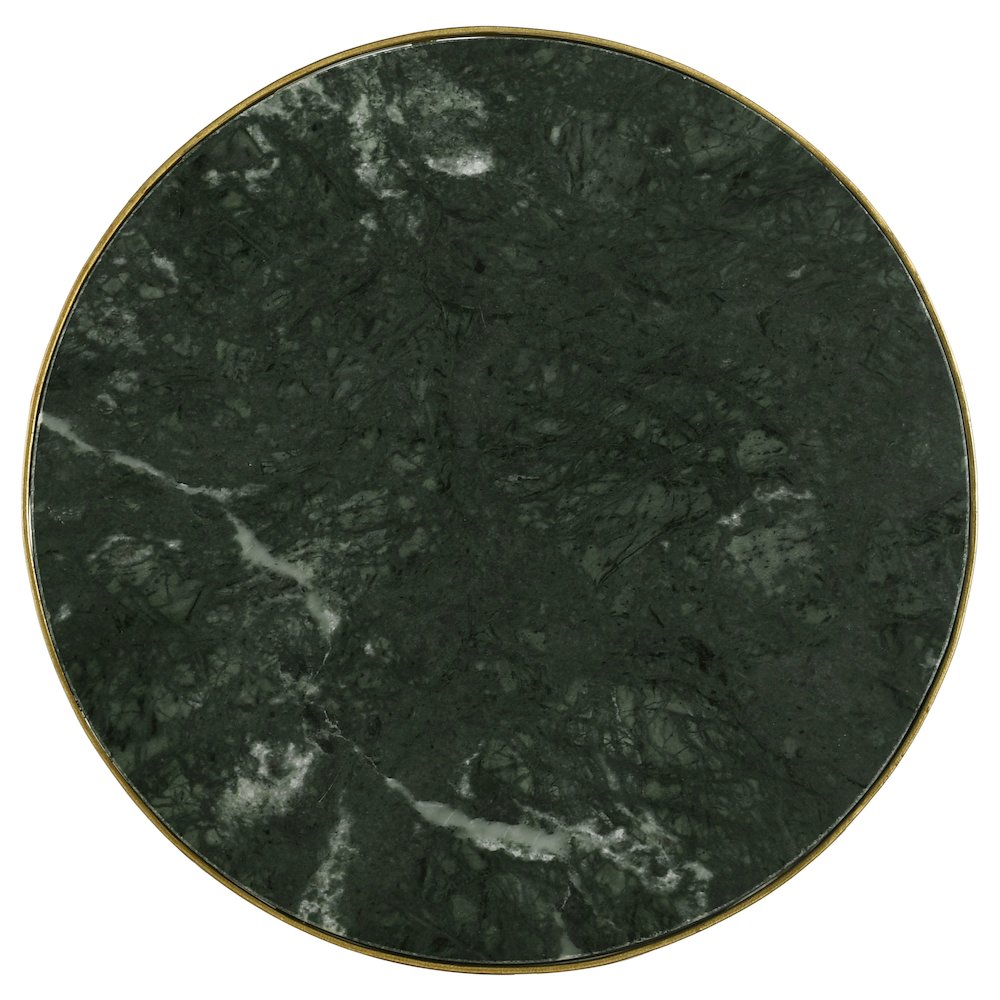 Eliska Round Green Marble Top Accent Side Table Antique Gold. Picture 8