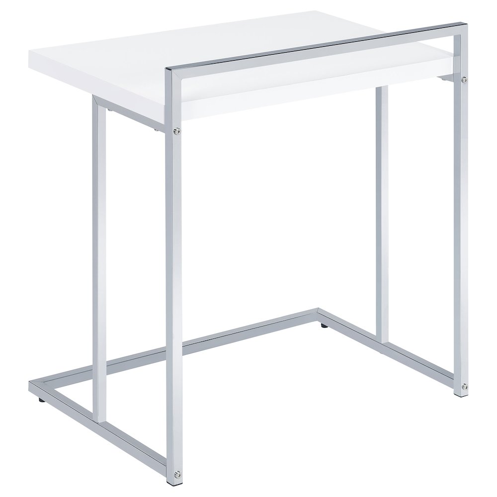 Dani Rectangular C-Shaped Sofa Side Table White High Gloss. Picture 4