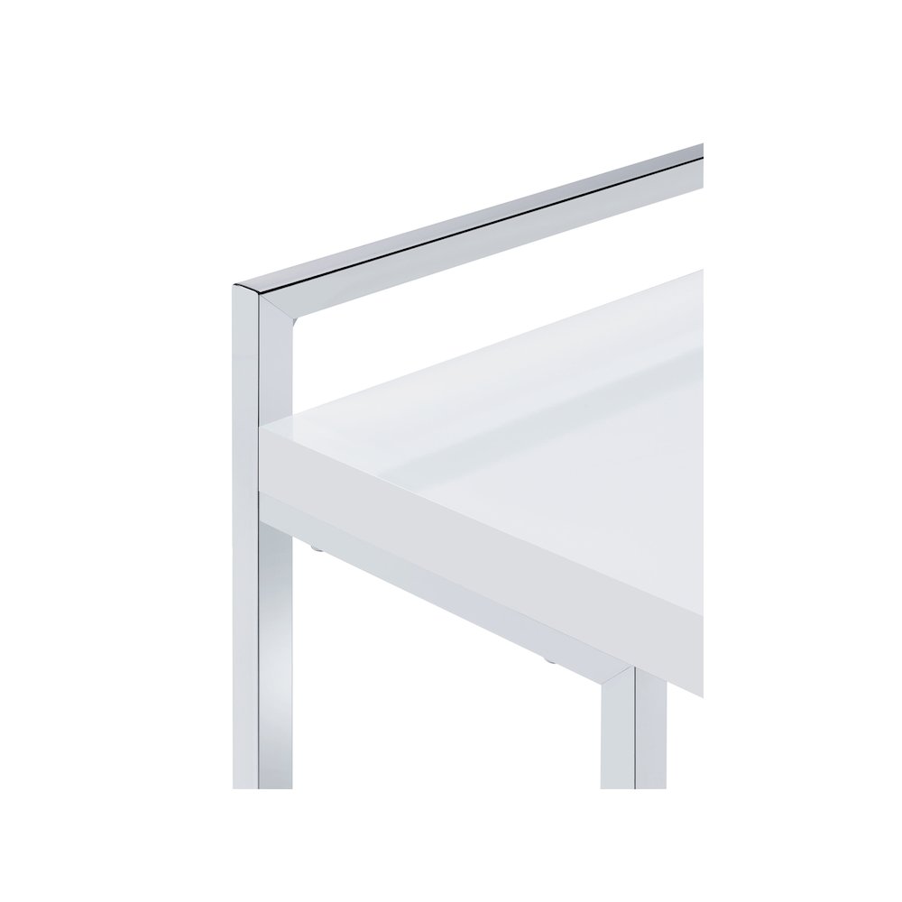 Dani Rectangular C-Shaped Sofa Side Table White High Gloss. Picture 8