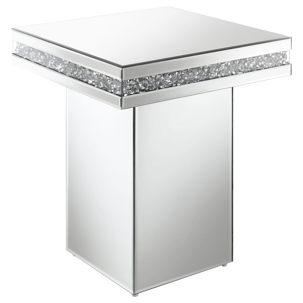 Elora Square Mirrored Accent Side Table Silver. Picture 1