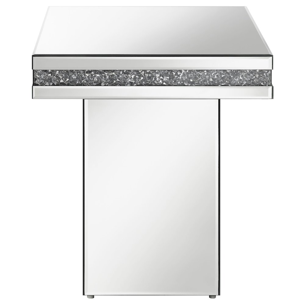 Elora Square Mirrored Accent Side Table Silver. Picture 3