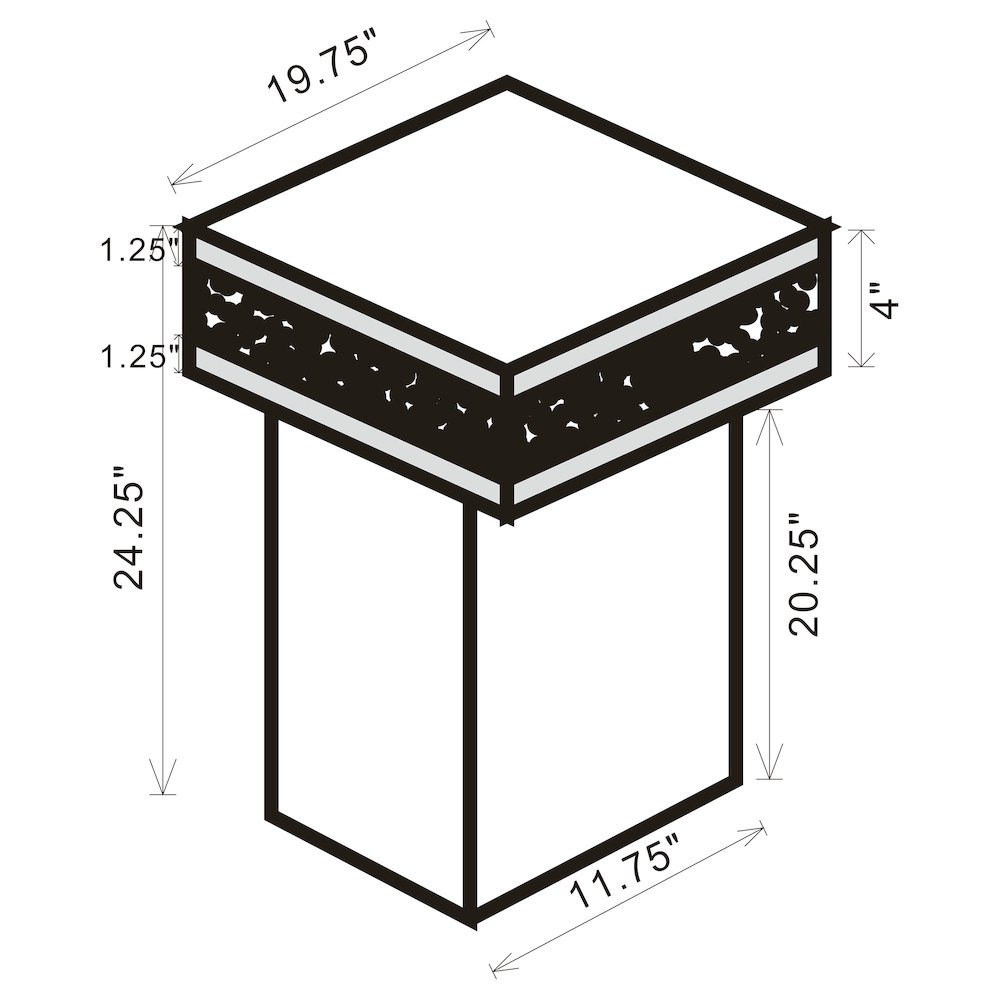 Elora Square Mirrored Accent Side Table Silver. Picture 6