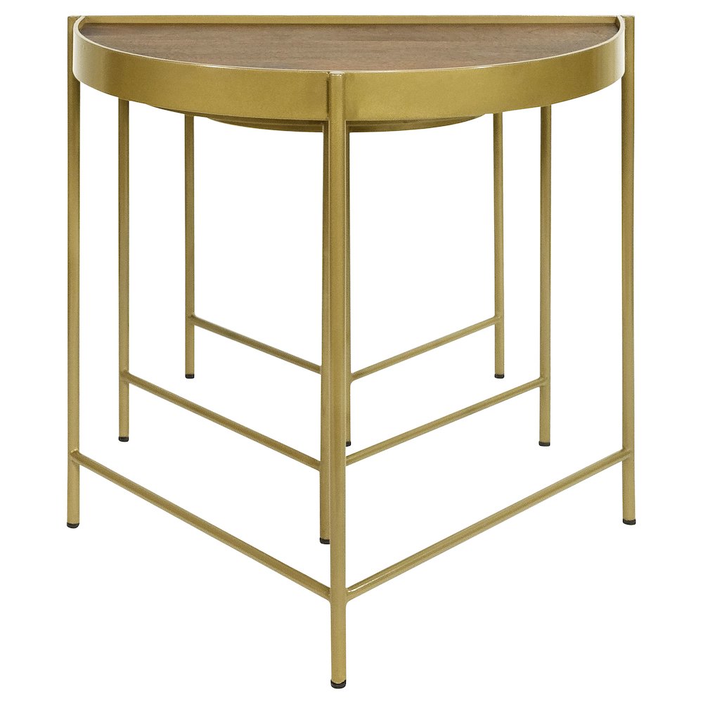 Tristen 3-Piece Demilune Nesting Table Brown and Gold. Picture 3