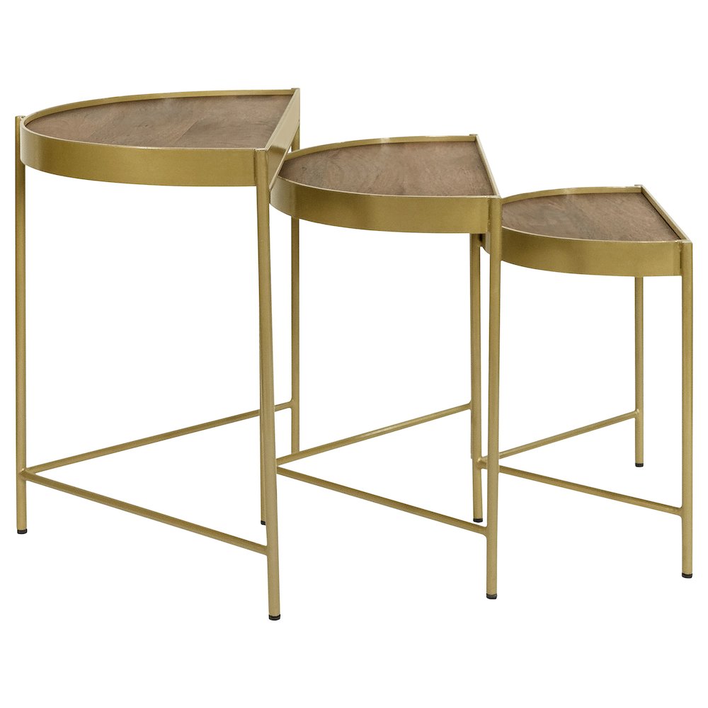 Tristen 3-Piece Demilune Nesting Table Brown and Gold. Picture 4
