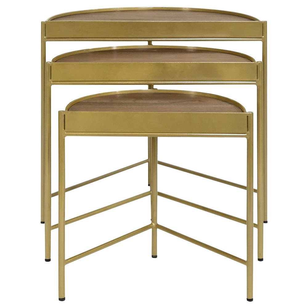 Tristen 3-Piece Demilune Nesting Table Brown and Gold. Picture 5