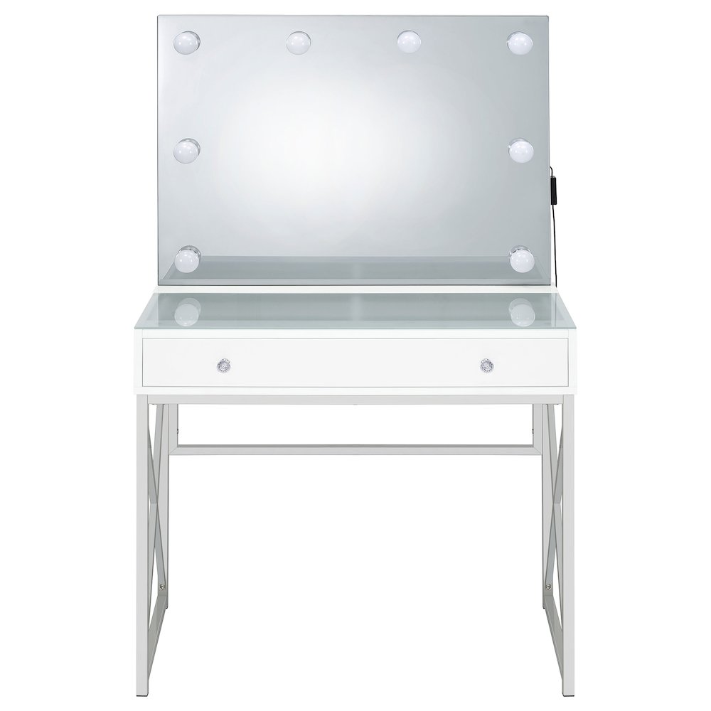 Eliza Vanity Set with Lighting & Stool White and Chrome. Picture 7