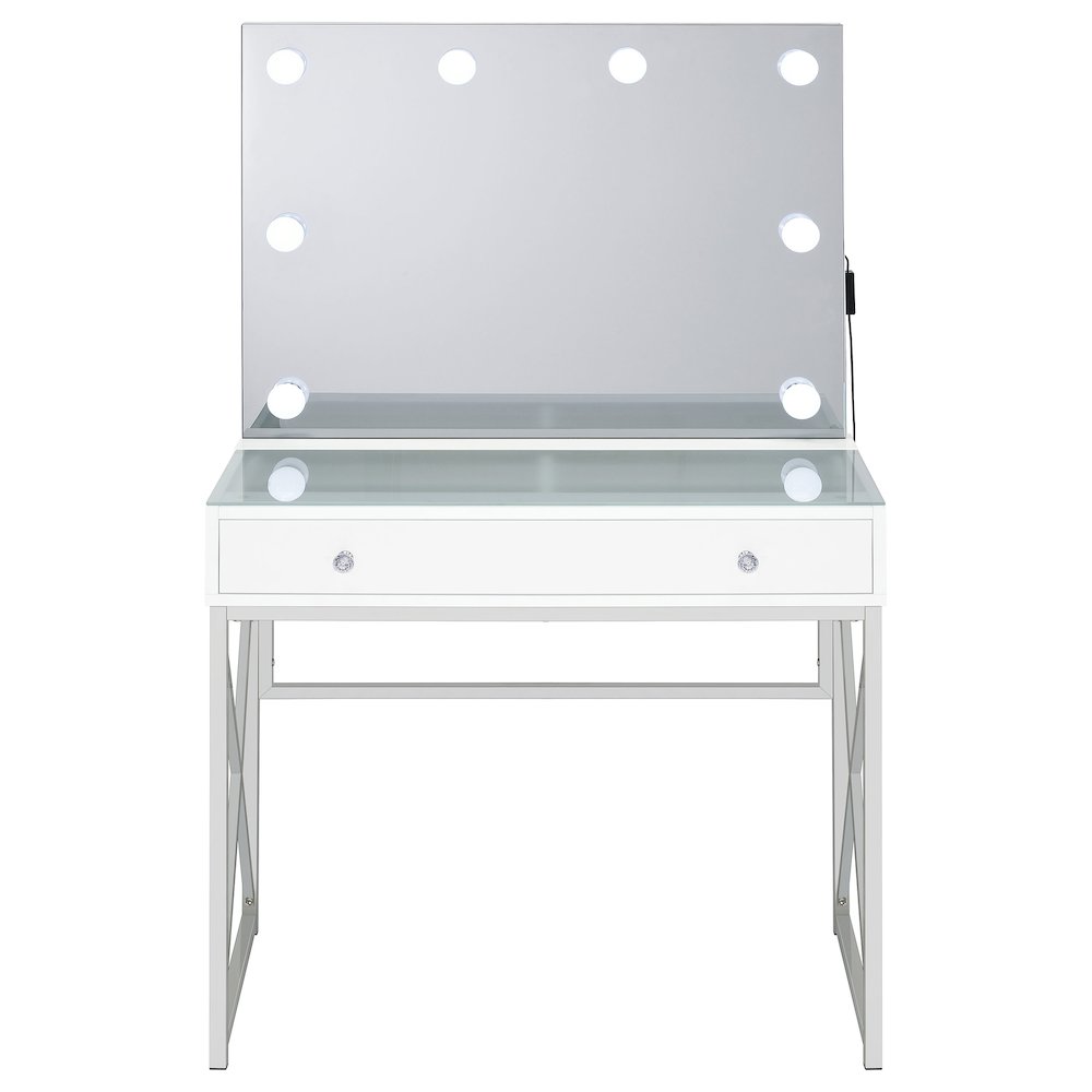 Eliza Vanity Set with Lighting & Stool White and Chrome. Picture 8