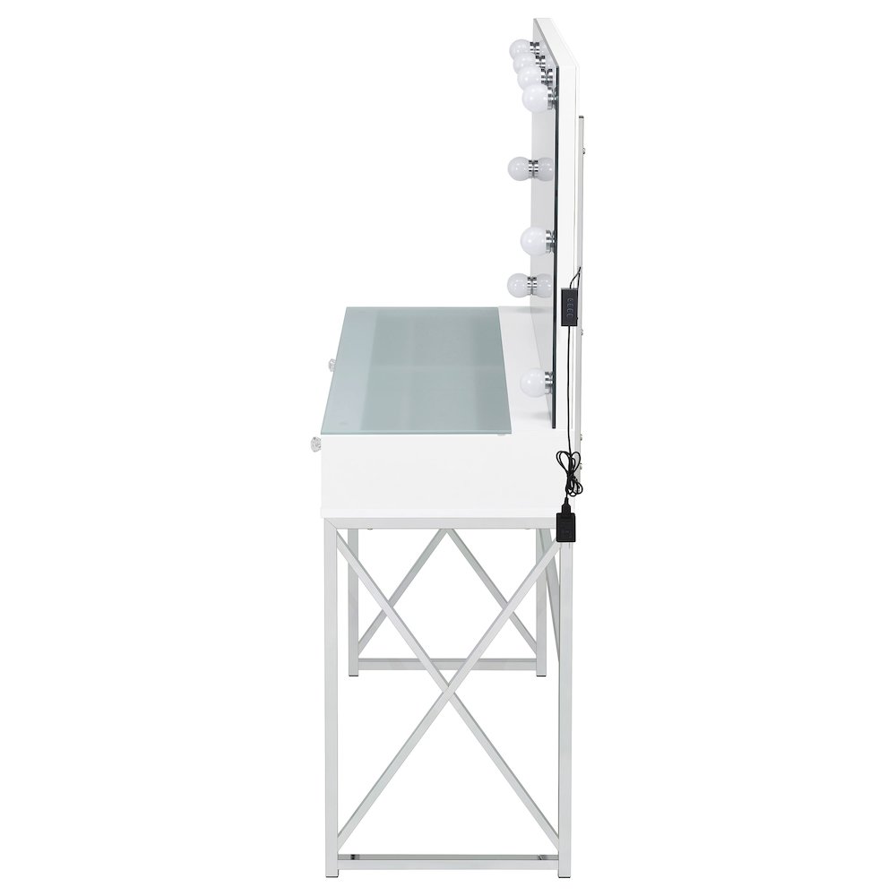 Eliza Vanity Set with Lighting & Stool White and Chrome. Picture 9