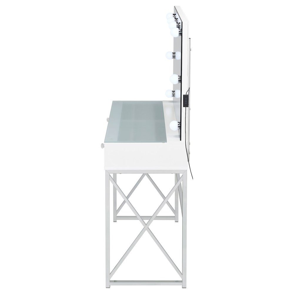 Eliza Vanity Set with Lighting & Stool White and Chrome. Picture 10