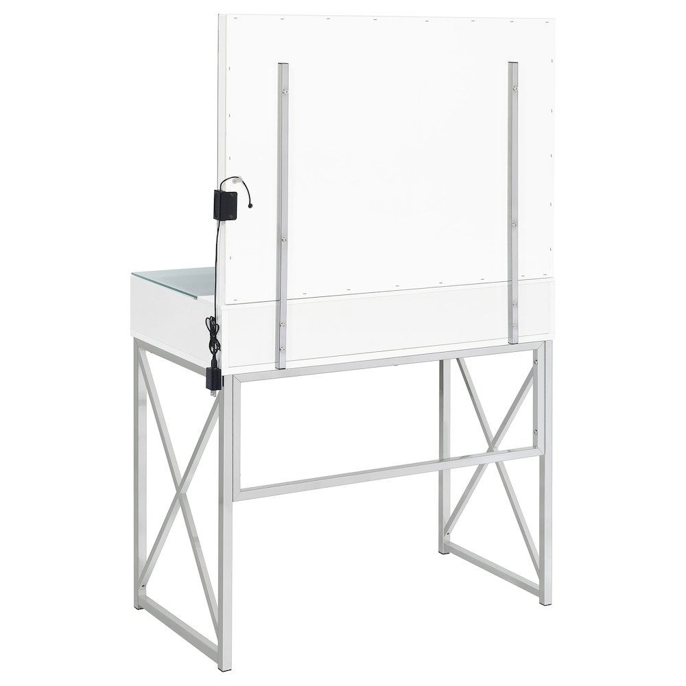 Eliza Vanity Set with Lighting & Stool White and Chrome. Picture 11