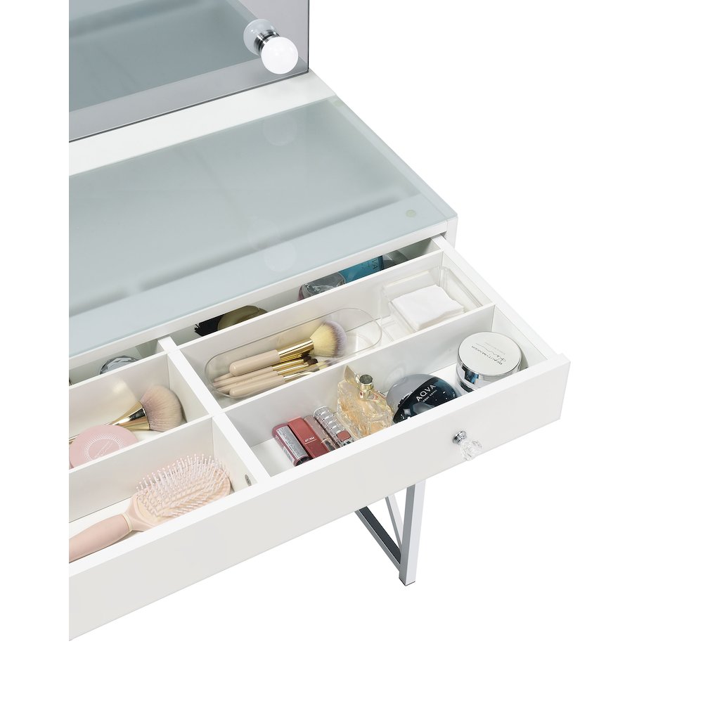 Eliza Vanity Set with Lighting & Stool White and Chrome. Picture 15