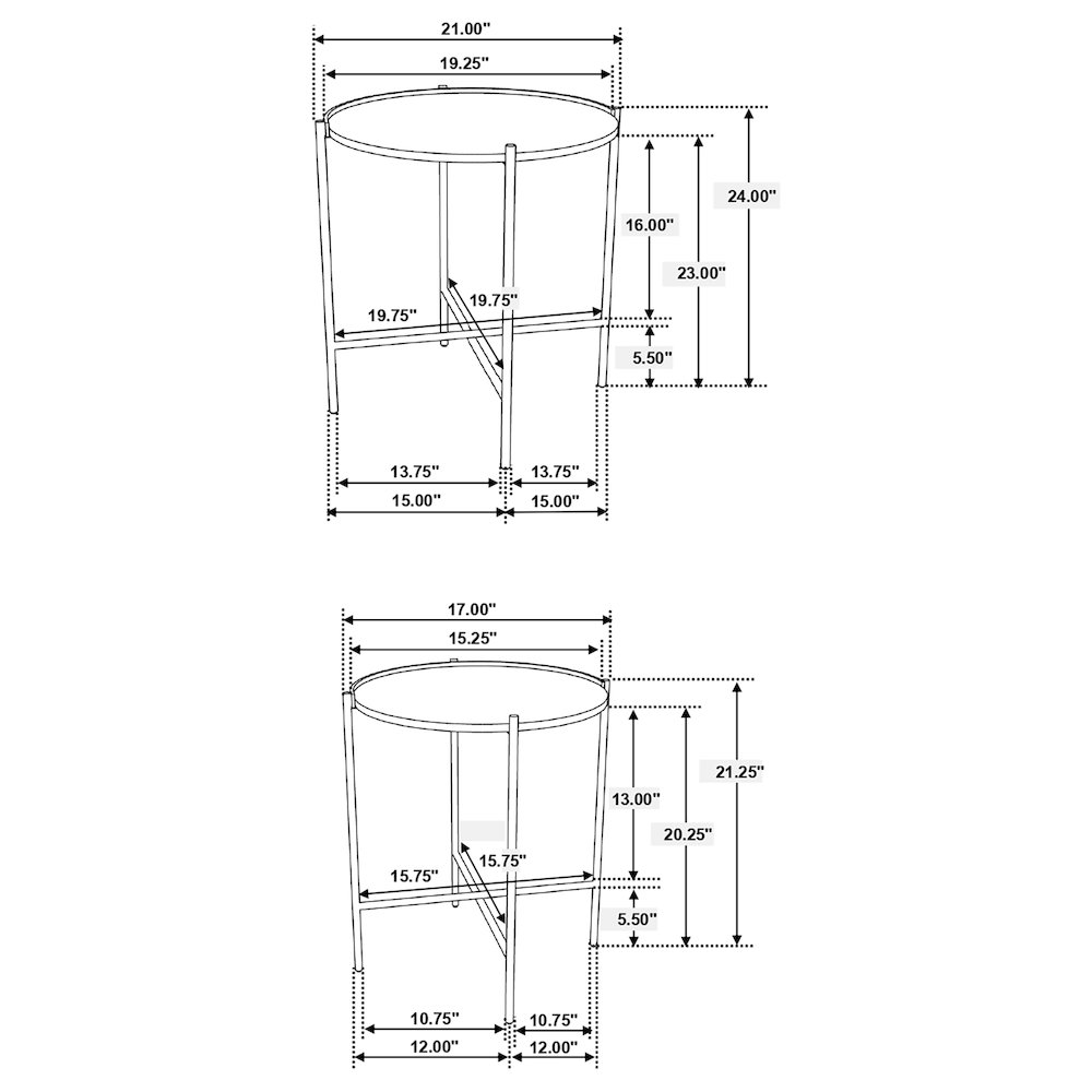 Malka 2-piece Round Wood Nesting Table Dark Brown and Gold. Picture 10