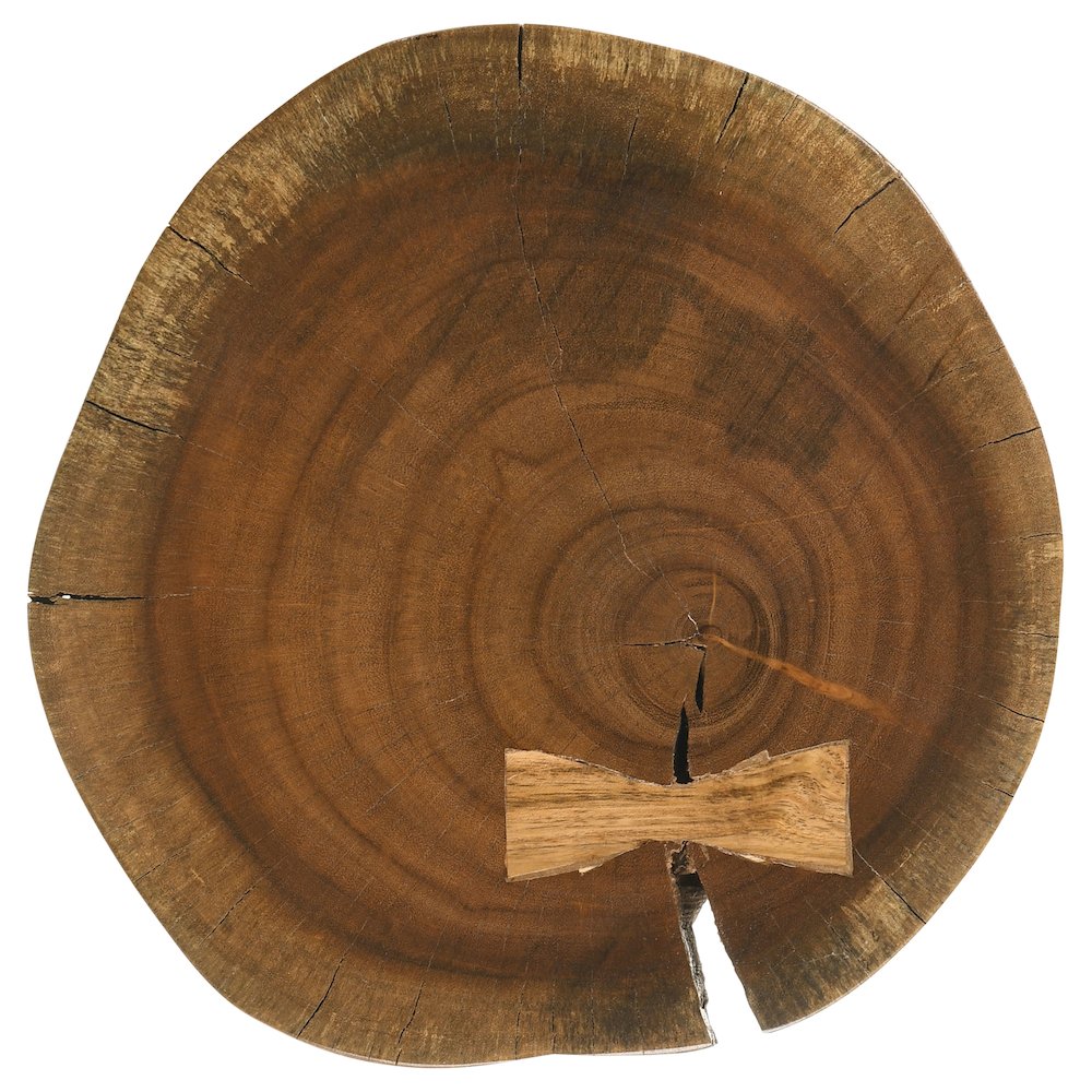 Keith Round Solid Tree Trunk Side Table Natural and Black. Picture 3