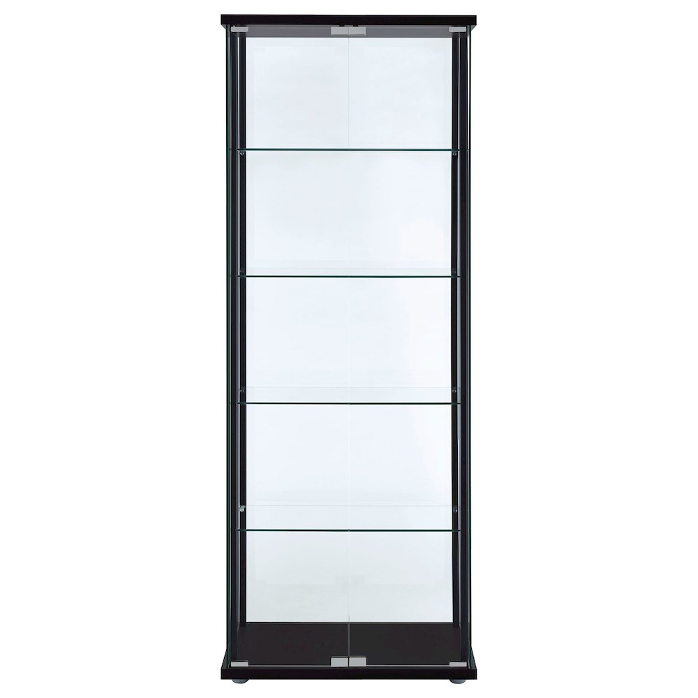 Delphinium 5-shelf Clear Glass Curio Display Cabinet Black. Picture 3