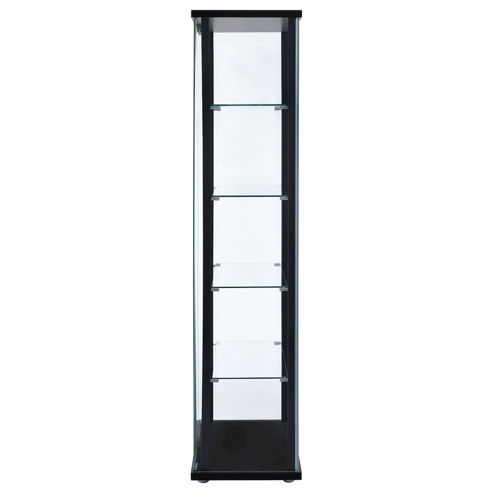 Delphinium 5-shelf Clear Glass Curio Display Cabinet Black. Picture 5