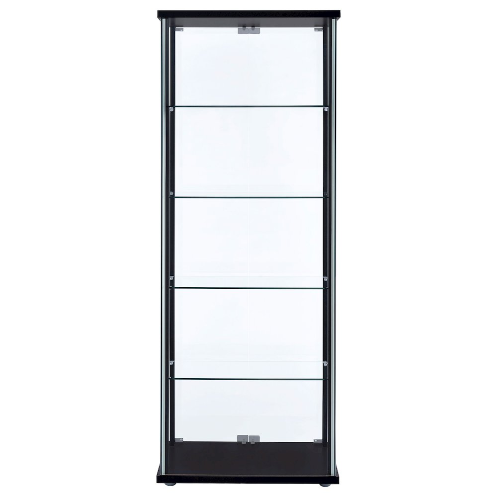 Delphinium 5-shelf Clear Glass Curio Display Cabinet Black. Picture 6