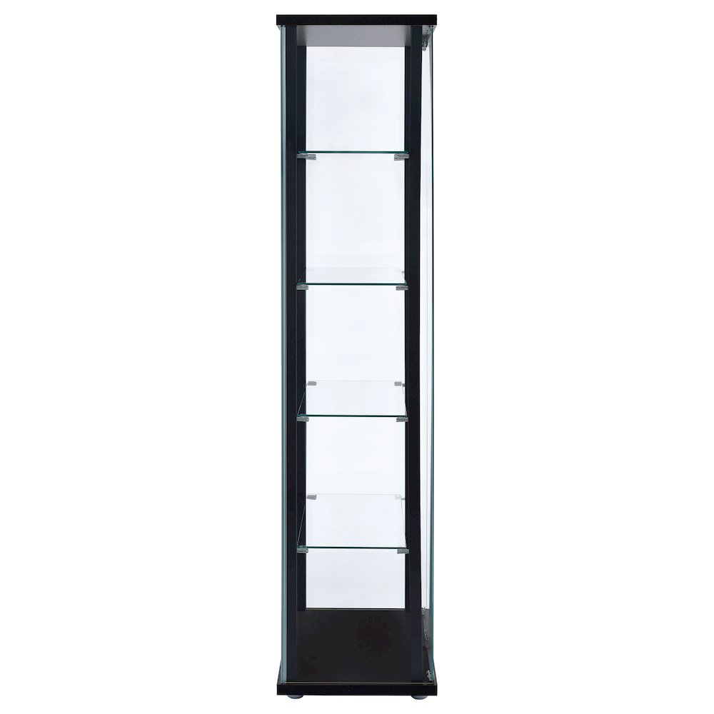 Delphinium 5-shelf Clear Glass Curio Display Cabinet Black. Picture 7