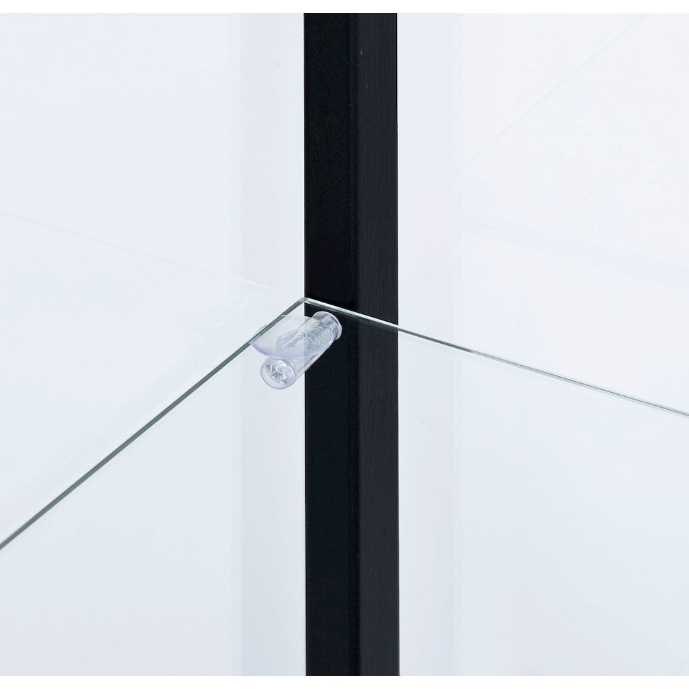 Delphinium 5-shelf Clear Glass Curio Display Cabinet Black. Picture 11