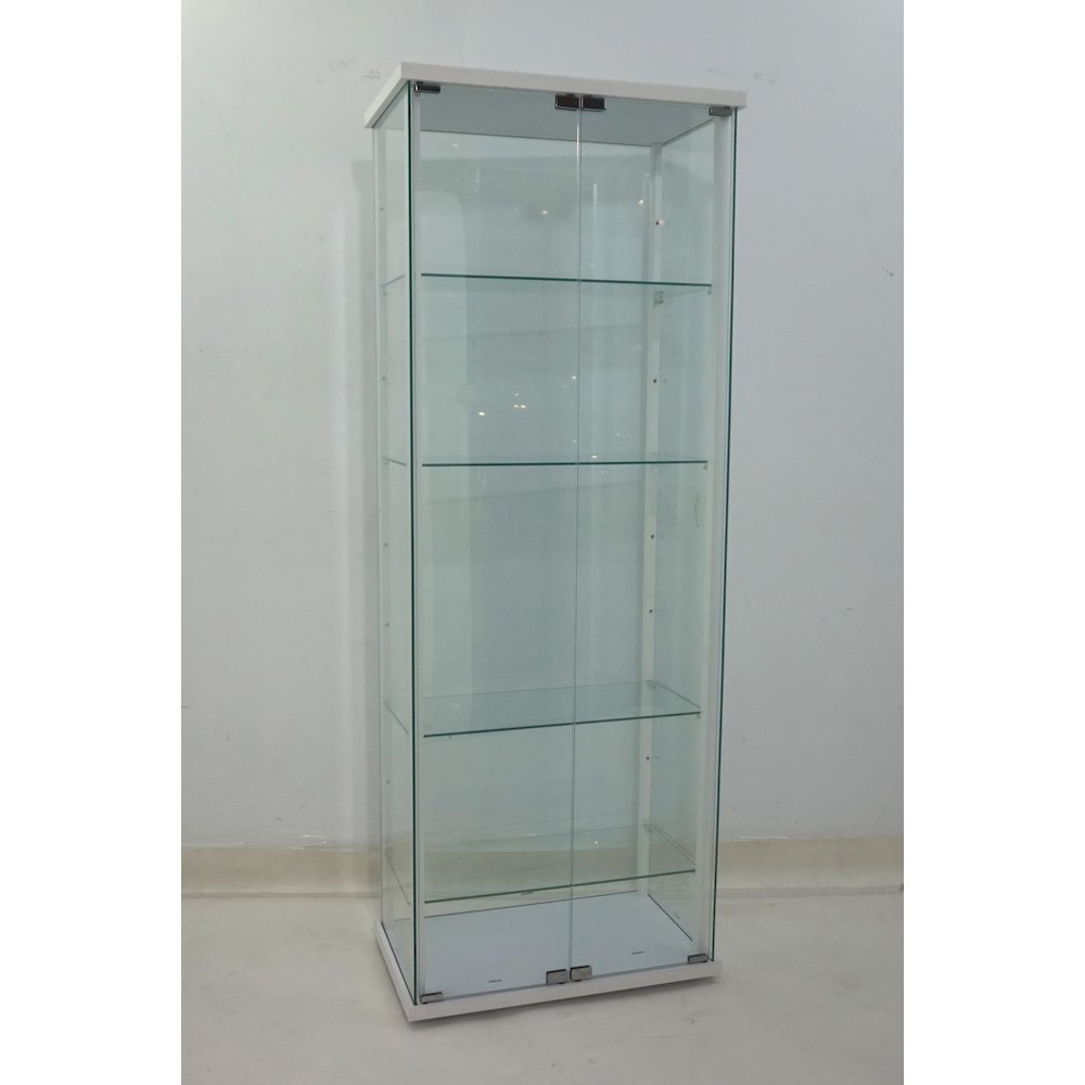 Delphinium 4-Shelf Clear Glass Curio Display Cabinet White. Picture 1