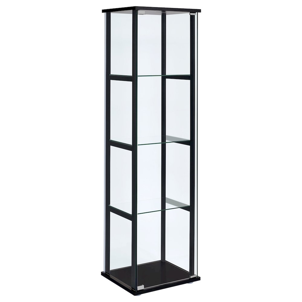 Cyclamen 4-shelf Clear Glass Curio Display Cabinet Black. Picture 1