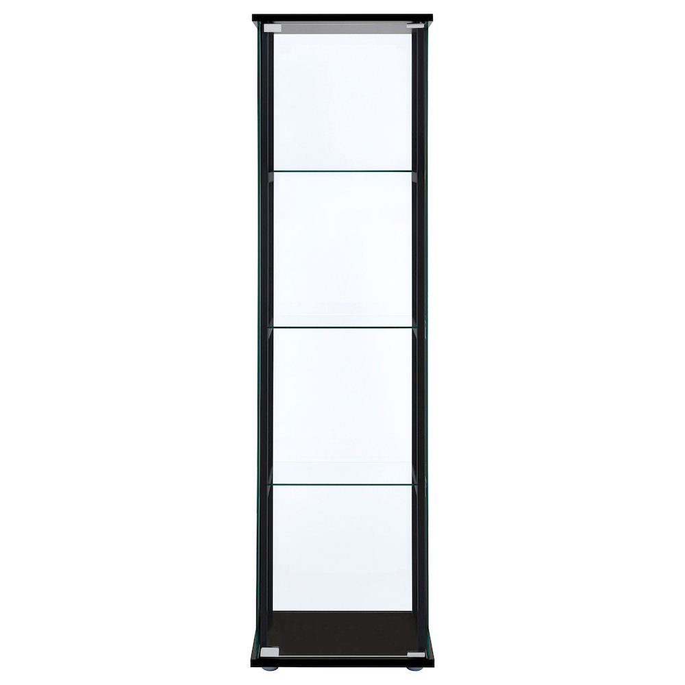 Cyclamen 4-shelf Clear Glass Curio Display Cabinet Black. Picture 3