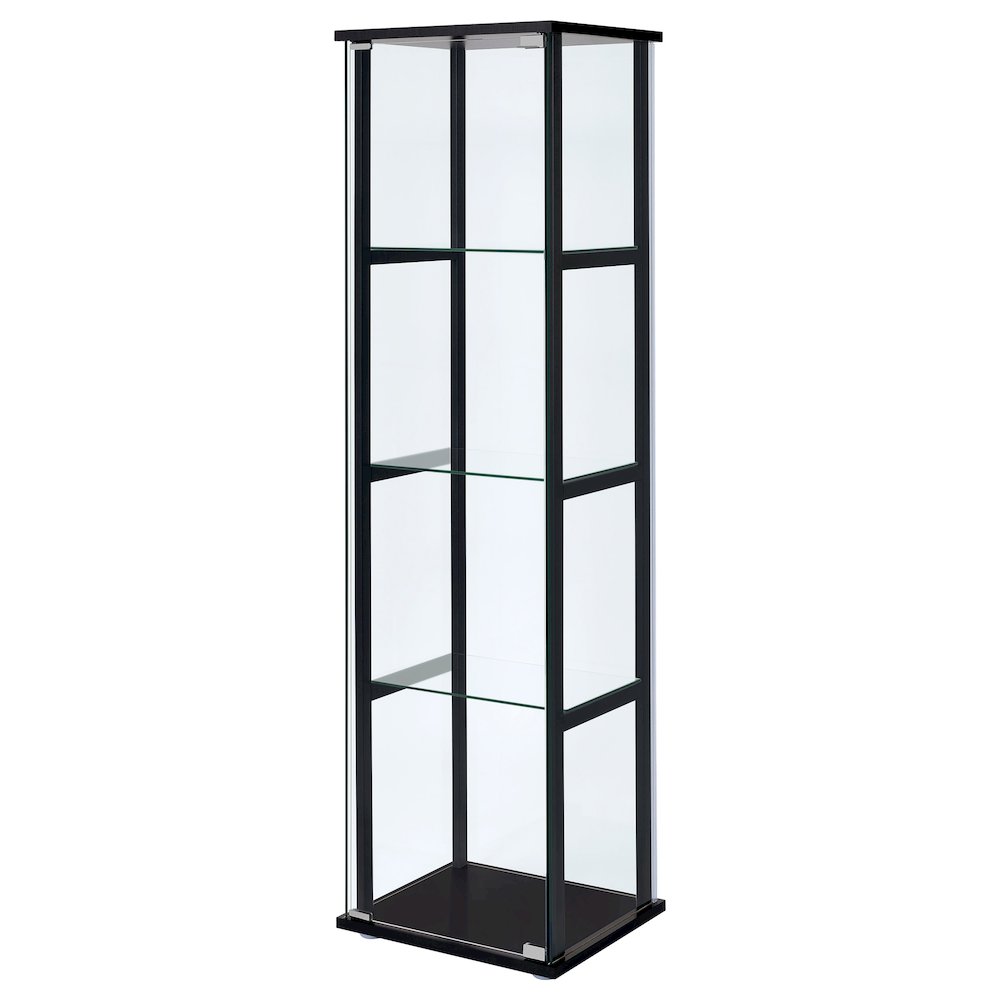 Cyclamen 4-shelf Clear Glass Curio Display Cabinet Black. Picture 4