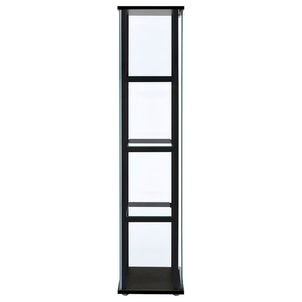 Cyclamen 4-shelf Clear Glass Curio Display Cabinet Black. Picture 7