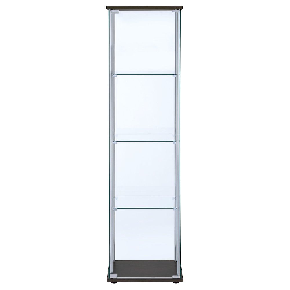 Bellatrix 4-shelf Clear Glass Curio Cabinet Cappuccino. Picture 3